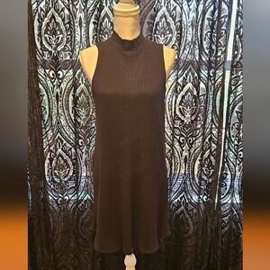 American Eagle Outfitters Ribbed Black Sleeveless Mini Dress